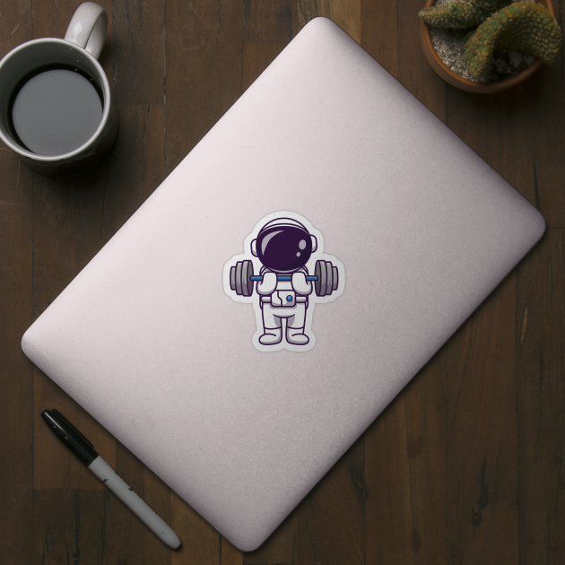 Cute Astronaut Lifting Dumbbell by Catalyst Labs